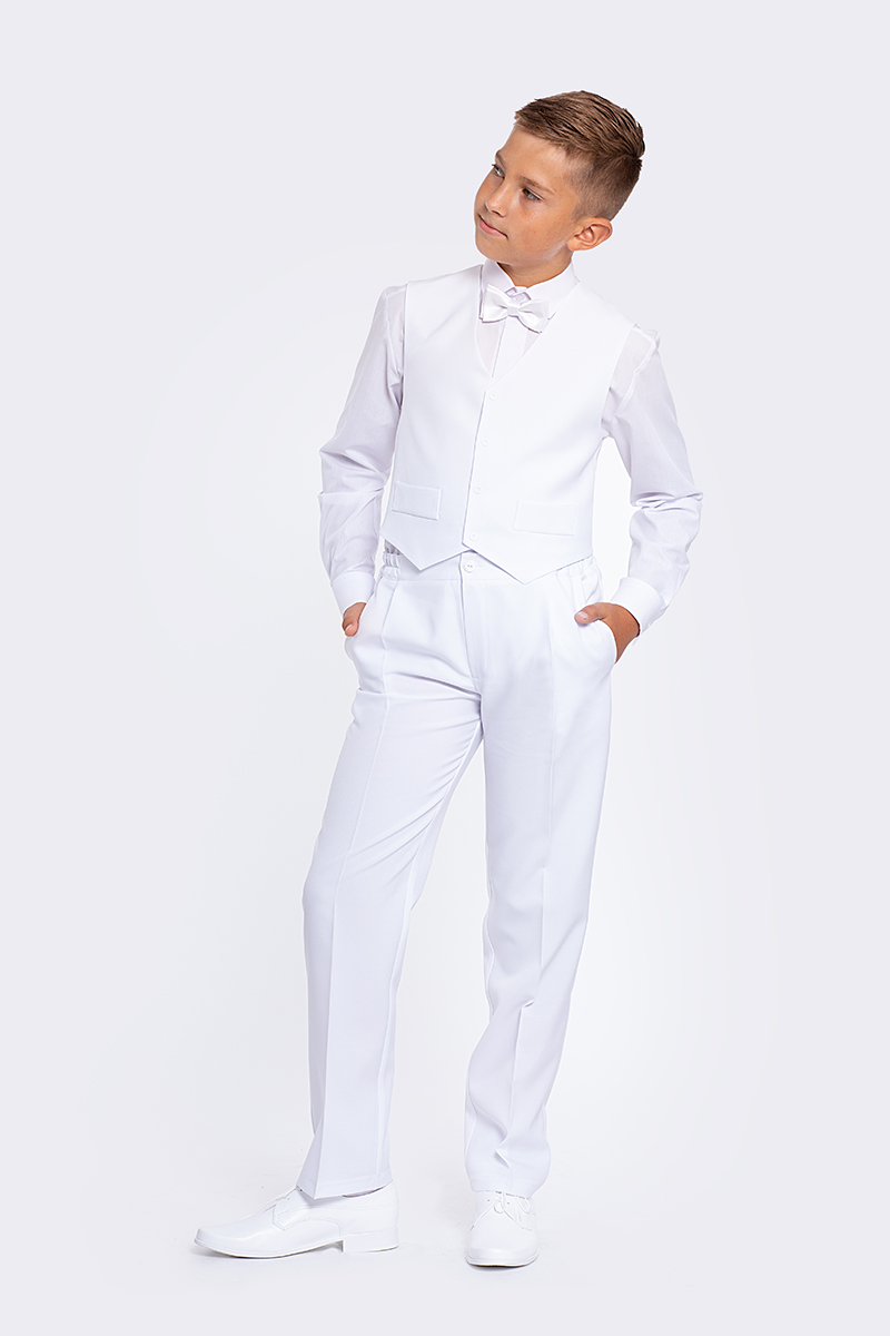 Spodnie garniturowe chłopięce białe - niestandardowy rozmiar