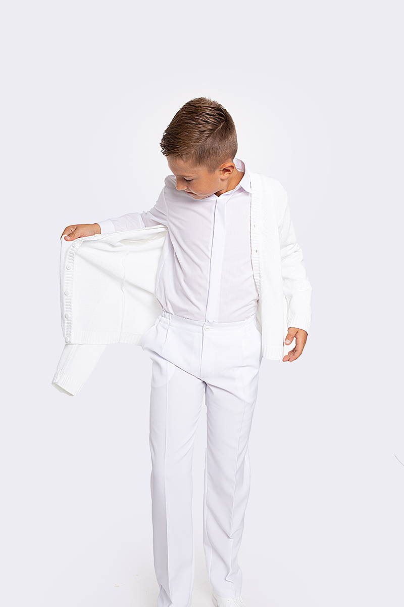 Spodnie garniturowe chłopięce białe - niestandardowy rozmiar