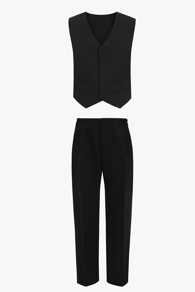 Komplet garniturowy spodnie i kamizelka czarny - niestandardowy rozmiar