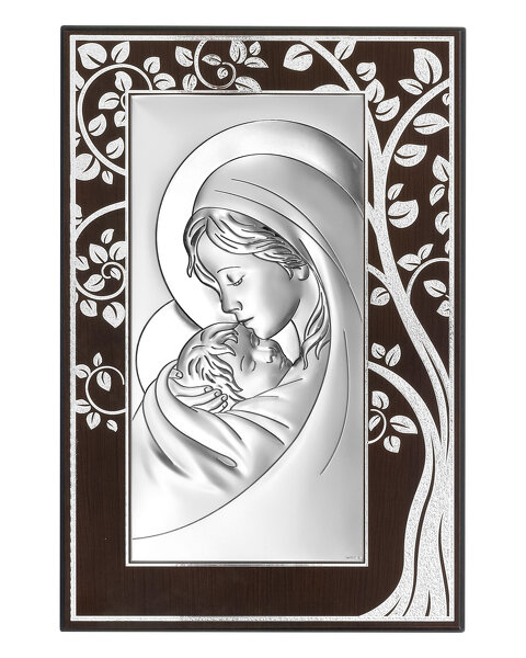 Obrazek z wizerunkiem Matki Bożej na brązowym drewnie