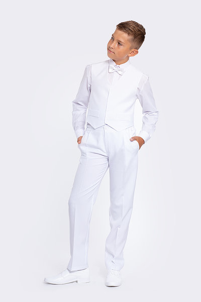 Komplet garniturowy spodnie i kamizelka biały