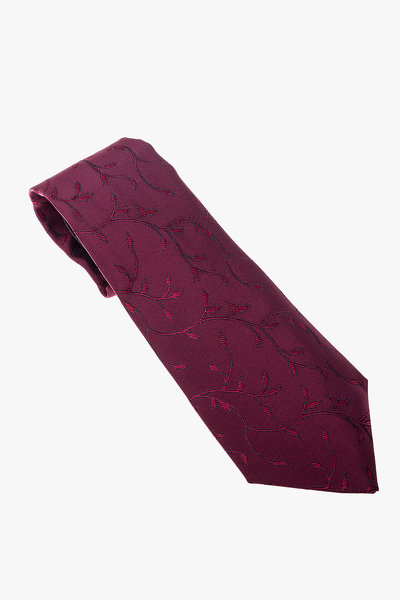 Żakardowy krawat chłopięcy bordowy- kbr